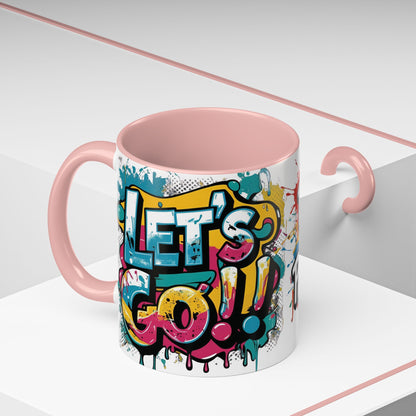 Vibrant   Ceramic  Mug    Inspirational      Let's Go!     Graffiti  Mug      Coffee Mug        Progress  Not  Perfection   Sizes   11oz  &  15oz    Birthday Gift   Graduation Gift    8  Different  Color Options