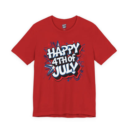 Happy 4th Of July Unisex Jersey Short Sleeve Tee, Independence Day T-Shirt, Patriotic Shirt, Red White Blue Tee, USA Celebration Top