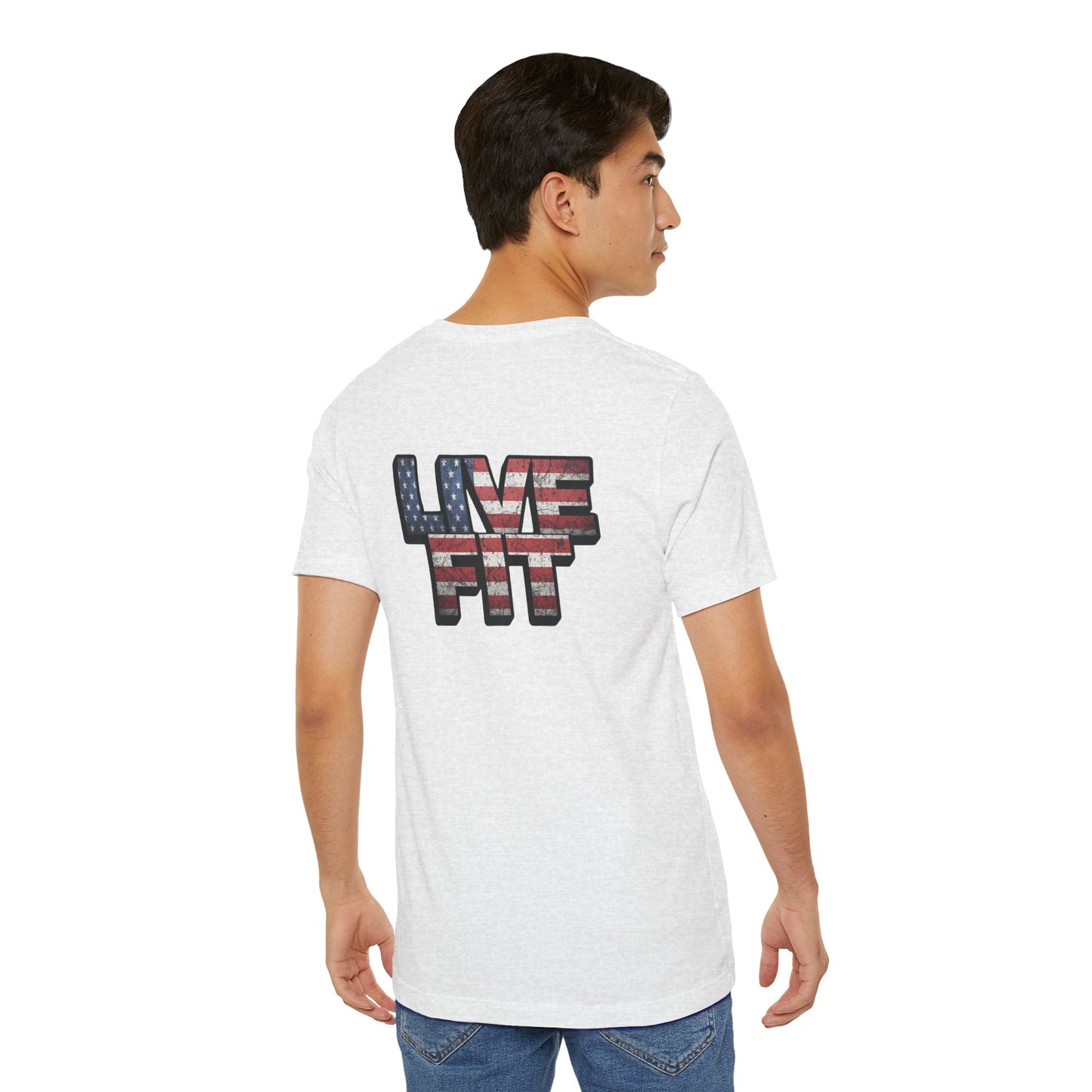 LIVE FIT Patriotic T-Shirt - American Flag Red White Blue - Unisex Fitness Tee