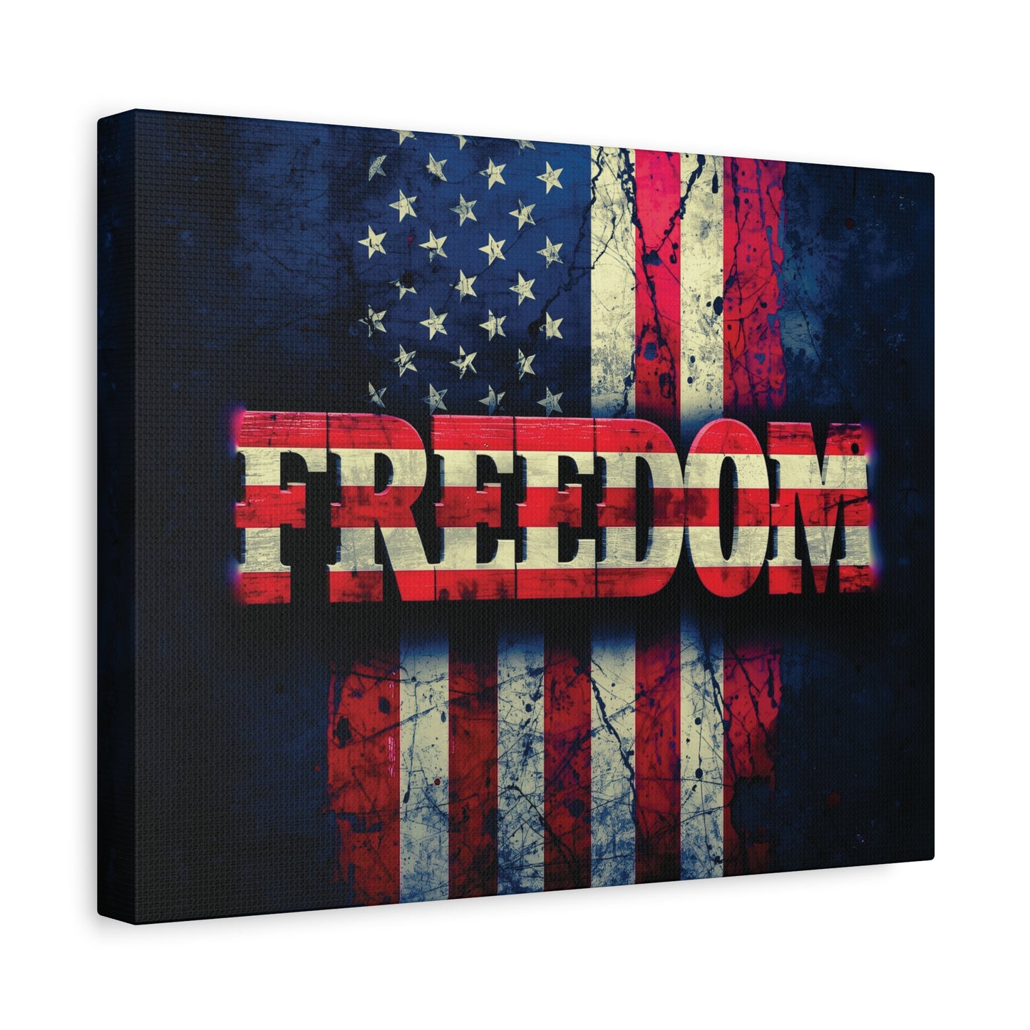 Patriotic Wall Art Print - Freedom Design Canvas Decor - American Flag Red White & Blue Artwork - Christmas Gifts - Independence Day Decoration - Home Gallery Piece -