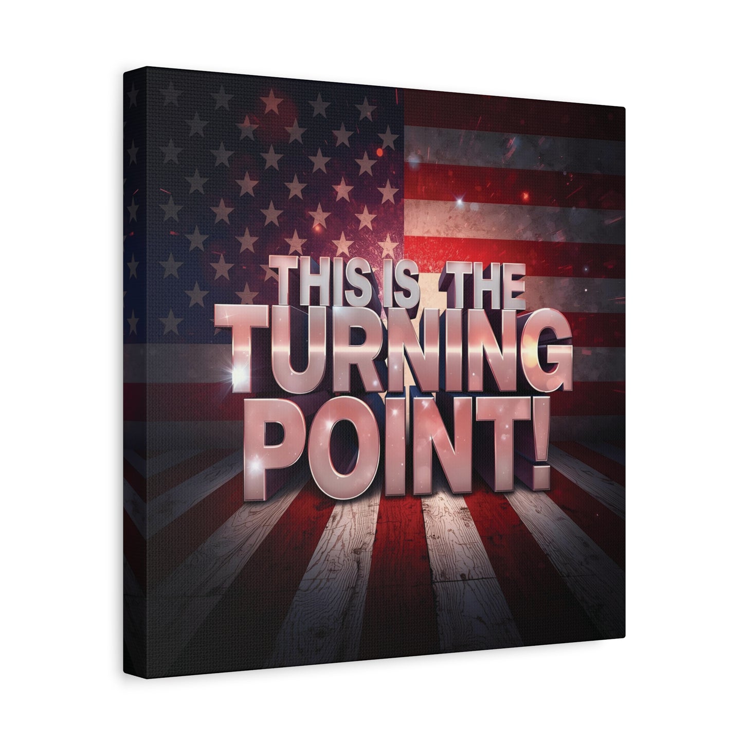 Gallery Wrapped Canvas Wall Art - Charlie Kirk Inspired - This Is The Turning Point! - Red White Blue - American Flag Backdrop Design - Multiple Sizes -
