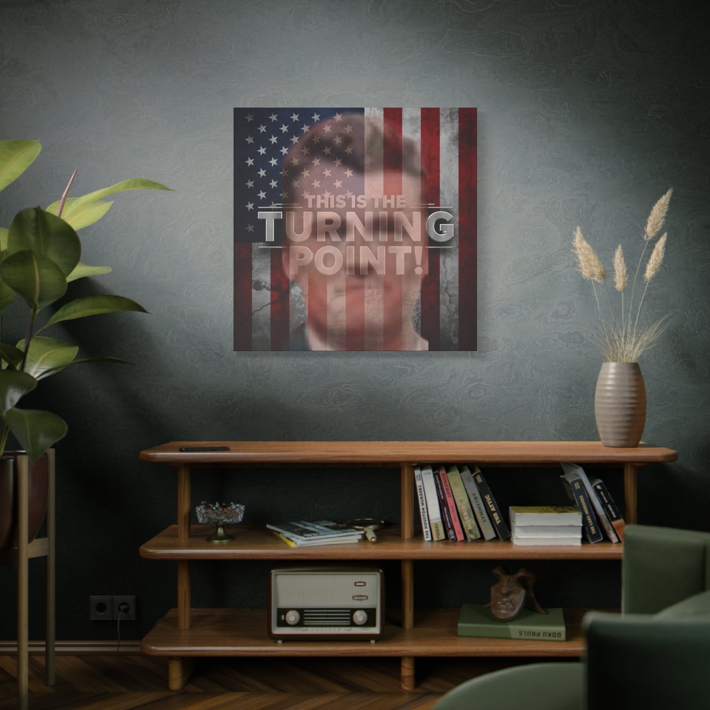 Inspirational Gallery Wrap Canvas Wall Art - Motivational Home Decor - Charlie Kirk - This Is The Turning Point! Artwork - Unique Gift Idea -  American Flag Backdrop Design