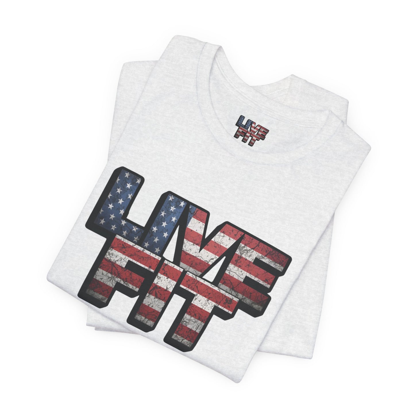 LIVE FIT Patriotic T-Shirt - American Flag Red White Blue - Unisex Fitness Tee