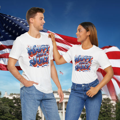 Happy 4th Of July, Print Design T-Shirt, Independence Day, American Flag, Bald Eagle, Red White Blue