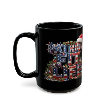 Patriot Fit Life Christmas Coffee Mug - Three-Line Flag & Garland Design | 11oz & 15oz