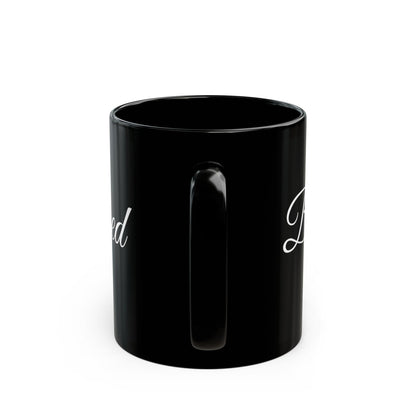 Inspirational Blessed White Print Black Mug 11oz & 15oz
