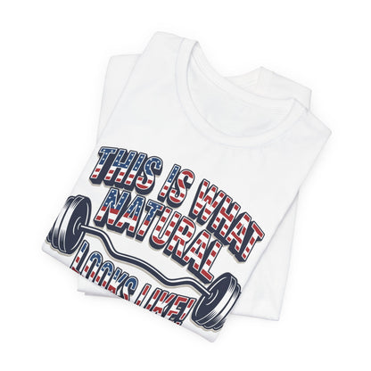Natural Looks American Flag Gym T-Shirt | Motivational Weightlifting Tee