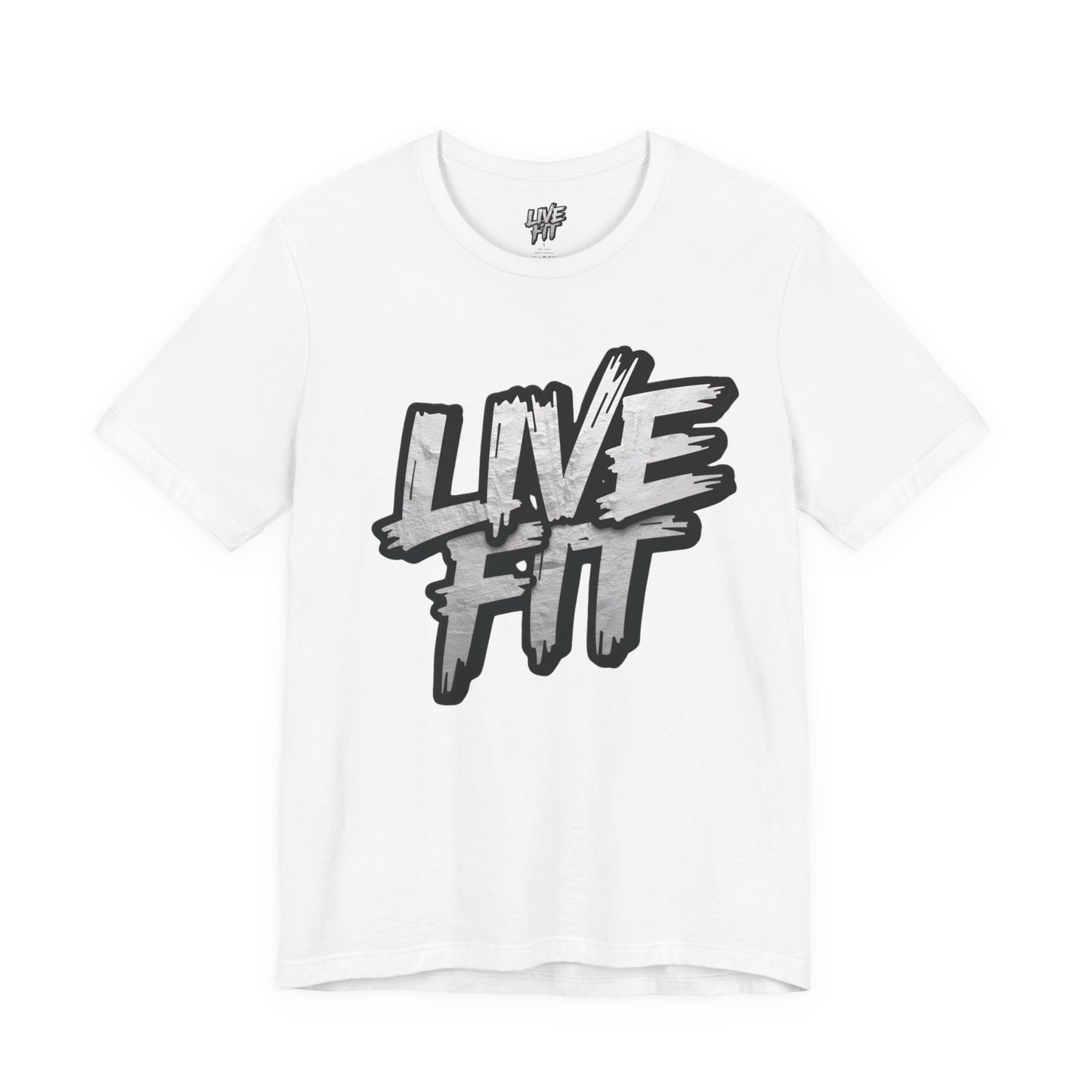 LIVE FIT Unisex Jersey Tee - Fitness Shirt - XS - 4XL -  Workout Apparel -  Motivational T-Shirt - Casual Wear - Gift for Fitness Enthusiasts