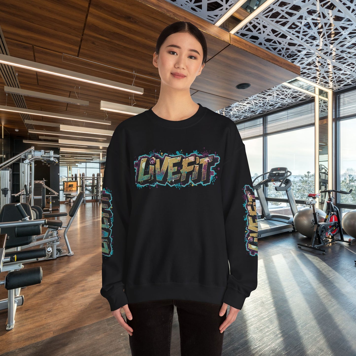 Live Fit Crewneck Sweatshirt - Trendy Fitness Apparel -  Unisex Casual Wear -  Sports Gift -  Workout Fashion -  Street Style Sweatshirt -