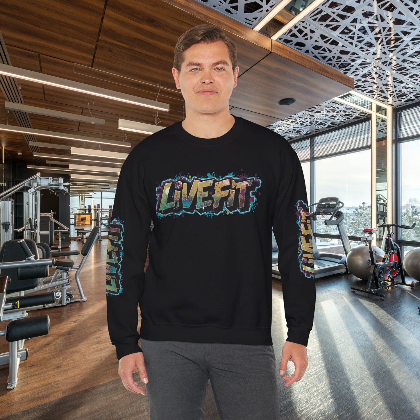 Live Fit Crewneck Sweatshirt - Trendy Fitness Apparel -  Unisex Casual Wear -  Sports Gift -  Workout Fashion -  Street Style Sweatshirt -