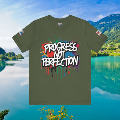 💥 Vibrant   💥   Eye-catching   💥   Motivational    💥 All  Over Print   💥 Unisex T-shirt  💥   Progress  Not  Perfection   💥  Art-Inspired   💥  Apparel  💥  Sizes  XS  x  4XL 💥