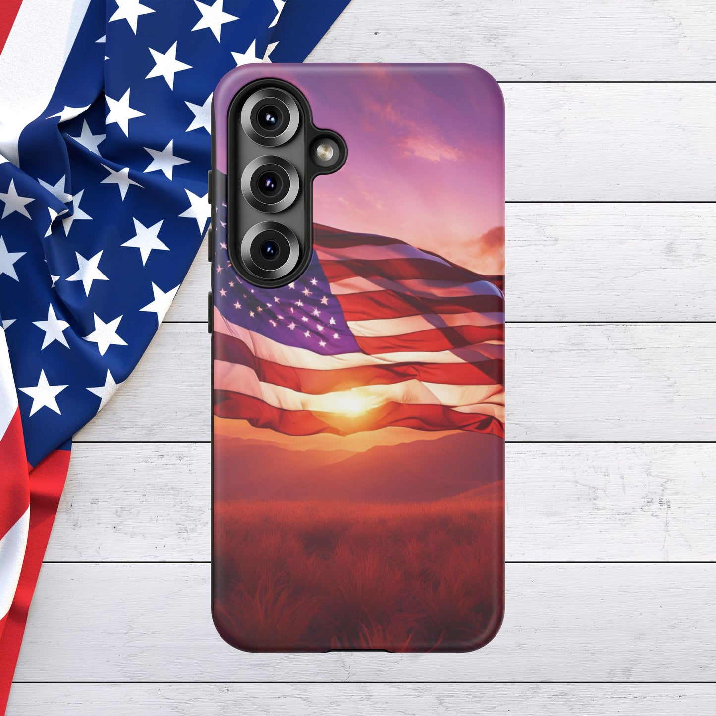 Stylish Phone Case - American Flag At Sunset Design - Patriotic Gift for Veterans - Independence Day -  Summer Vibes -
