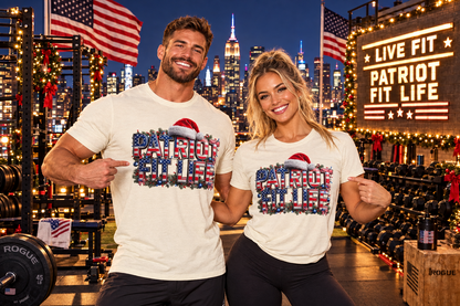Patriot Fit Life Christmas T-Shirt - Centered Santa Hat & Ornaments | Unisex XS-4XL