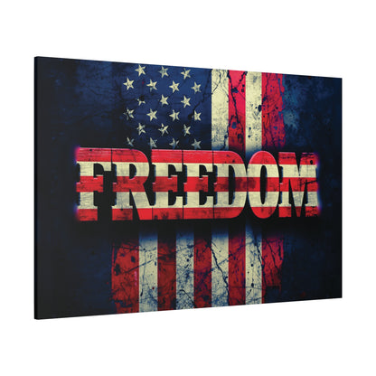 Patriotic Wall Art Print - Freedom Design Canvas Decor - American Flag Red White & Blue Artwork - Christmas Gifts - Independence Day Decoration - Home Gallery Piece -