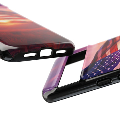 Stylish Phone Case - American Flag At Sunset Design - Patriotic Gift for Veterans - Independence Day -  Summer Vibes -