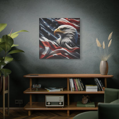 Patriotic Eagle Gallery Wrapped Canvas Art - American Flag Wall Decor - Red White Blue - USA Pride - Holiday Gift -  4th of July Home Decoration - Veteran Gift -  USA Theme Art - Print On Sides - Mirror Sides -