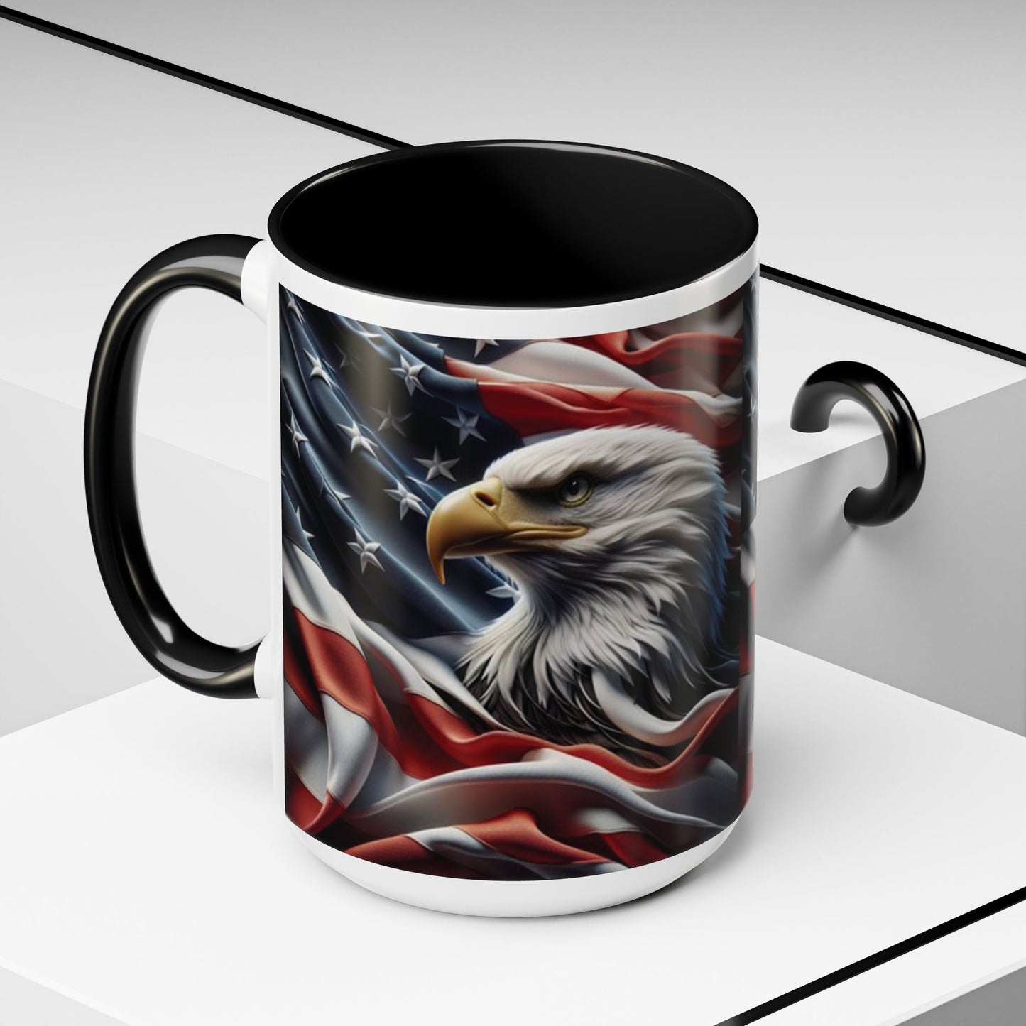 Patriotic Eagle Mug - Vintage American Flag Design - 11oz/15oz