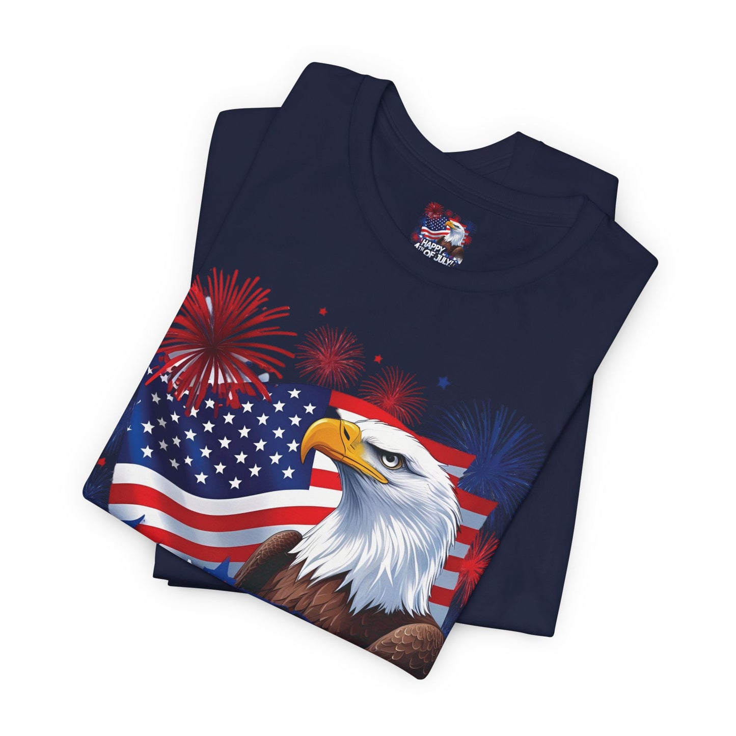 Happy 4th of July Graphic T-Shirt - Patriotic Bald Eagle - American Flag Tee - XS-4XL