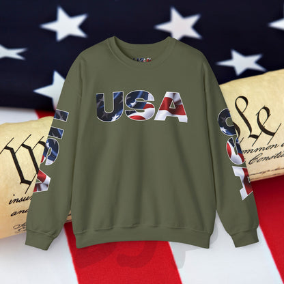 Patriotic USA Crewneck Sweatshirt - Unisex Heavy Blend - American Pride - National Pride Gift - S-5XL