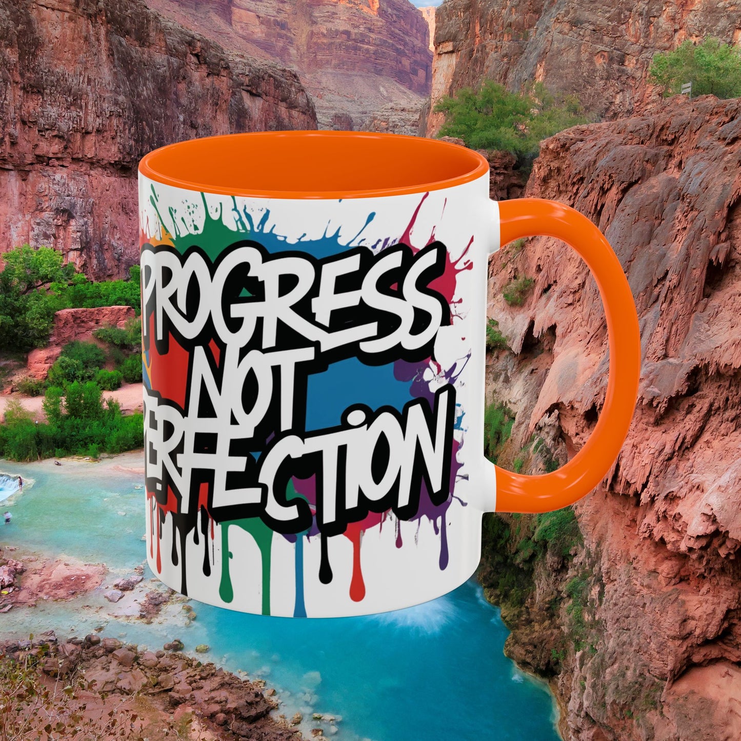 Vibrant   Ceramic  Mug    Inspirational      Let's Go!     Graffiti  Mug      Coffee Mug        Progress  Not  Perfection   Sizes   11oz  &  15oz    Birthday Gift   Graduation Gift    8  Different  Color Options