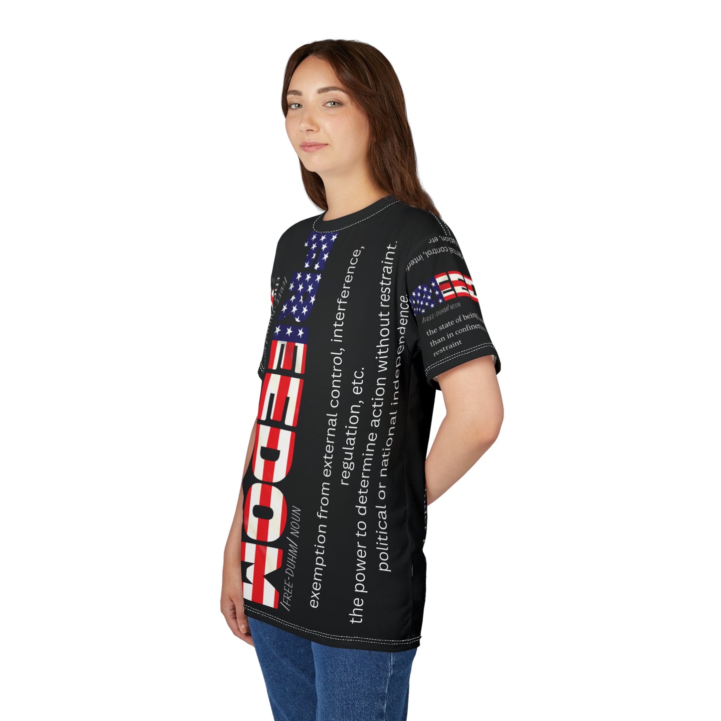 Unisex - Freedom - Definition Tee - American Flag - Red White Blue - All Over Print - T-Shirt - Sizes - S - 3XL