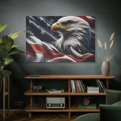 Patriotic Eagle Gallery Wrapped Canvas Art - American Flag Wall Decor - Red White Blue - USA Pride - Holiday Gift -  4th of July Home Decoration - Veteran Gift -  USA Theme Art - Print On Sides - Mirror Sides -