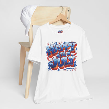 Happy 4th Of July, Print Design T-Shirt, Independence Day, American Flag, Bald Eagle, Red White Blue