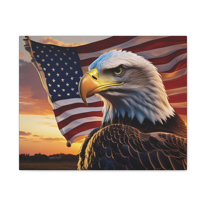 Patriotic Red Eagle Canvas Wall Art, Stretched Eagle Art - Red White Blue - American Flag Decor - Veteran's Day Gift - 4th of July Decoration, Home Gallery Wall