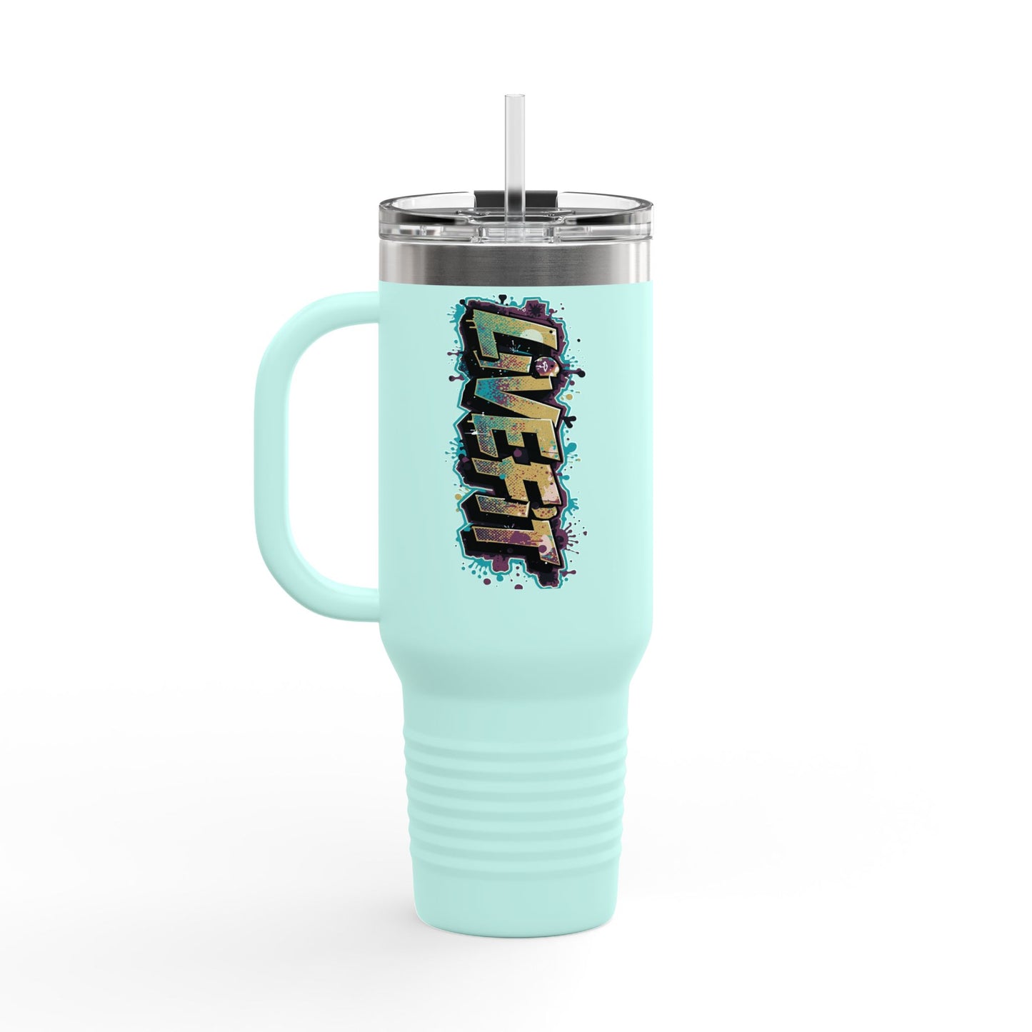 Insulated Travel Mug, Live Fit, 40oz Fitness Water Bottle, Gym Coffee Cup, Durable Travel Tumbler, Motivational Drinkware
