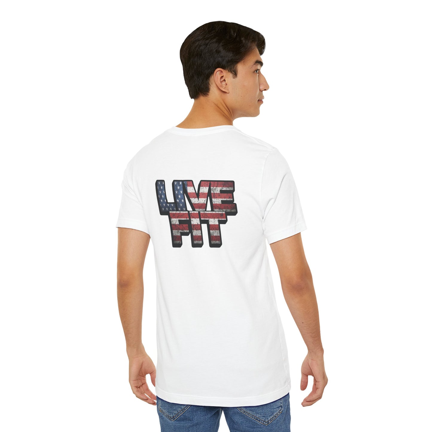 LIVE FIT Patriotic T-Shirt - American Flag Red White Blue - Unisex Fitness Tee
