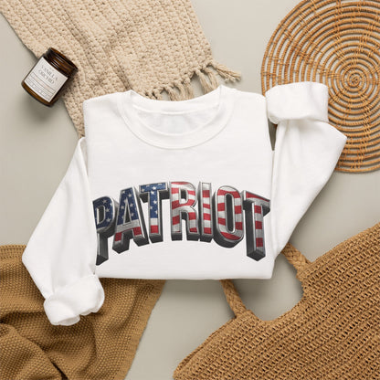 Patriot Crewneck Sweatshirt — American Flag Text Graphic