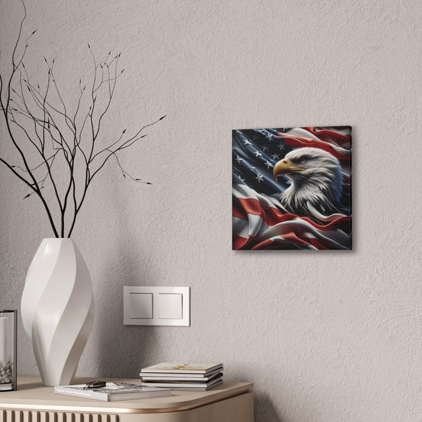 Patriotic Canvas Wall Art - American Eagle - American Flag Background Design - Red White Blue - Home Decor for Veterans -  Memorial Day -  Independence Day -  Holiday Gifts -
