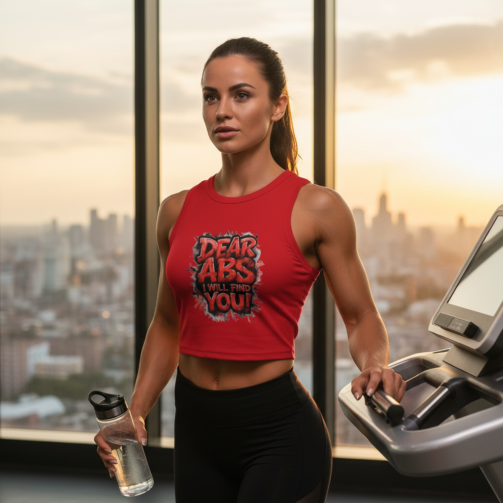 Dear Abs I Will Find You! - Racer Tank Top - Fit & Fun - Women's Crop Top - Fitness - Sizes - XS - 2XL