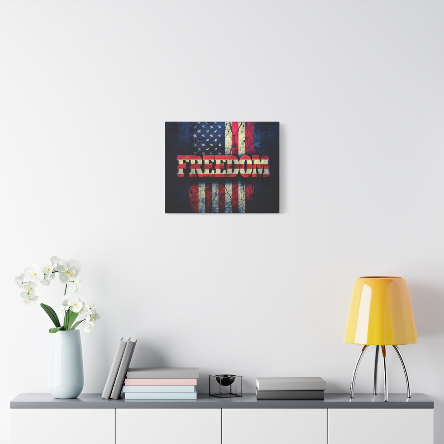 Patriotic Wall Art Print - Freedom Design Canvas Decor - American Flag Red White & Blue Artwork - Christmas Gifts - Independence Day Decoration - Home Gallery Piece -