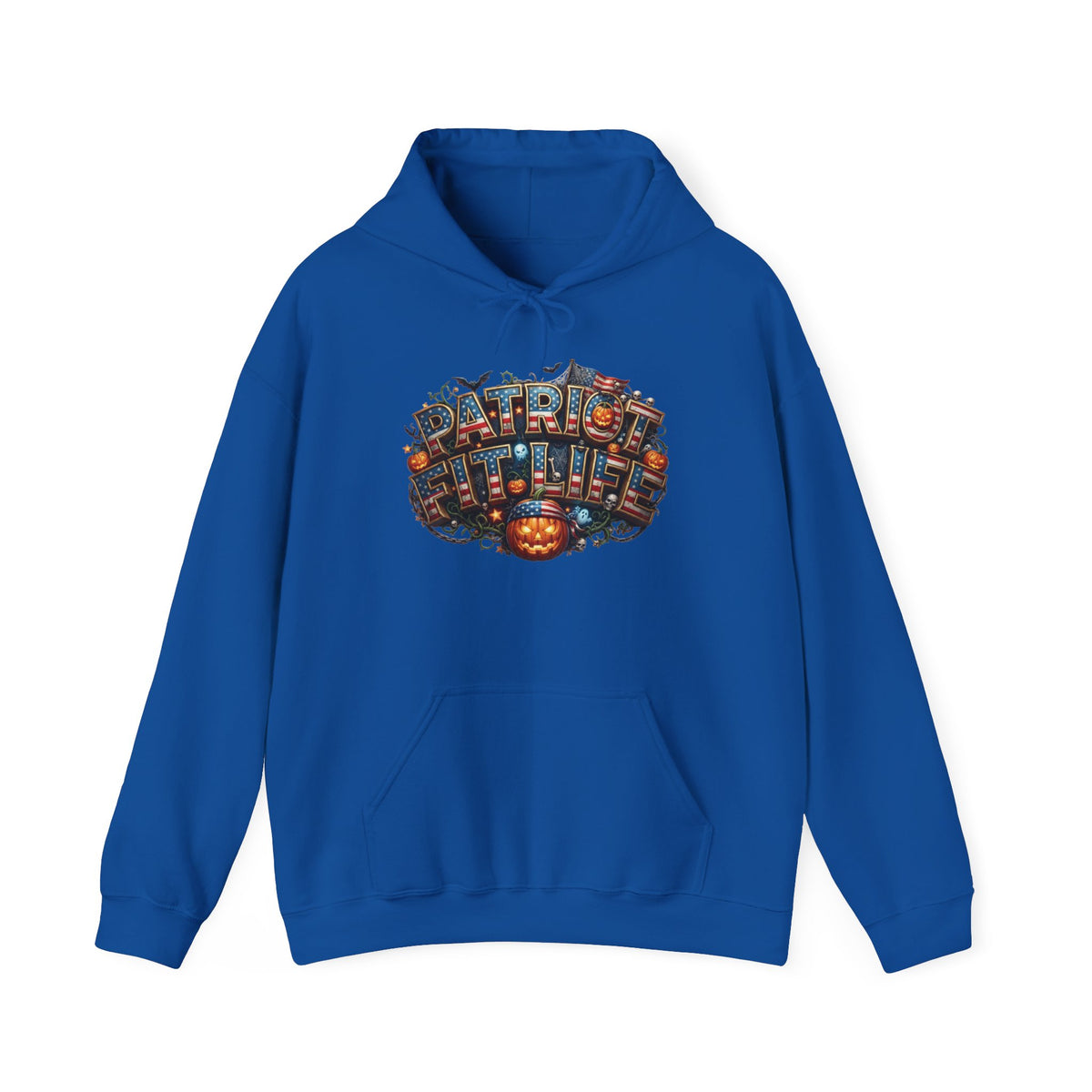 Patriot Fit Life Halloween Pumpkin Haunted House Hoodie - Vintage Spooky Scene