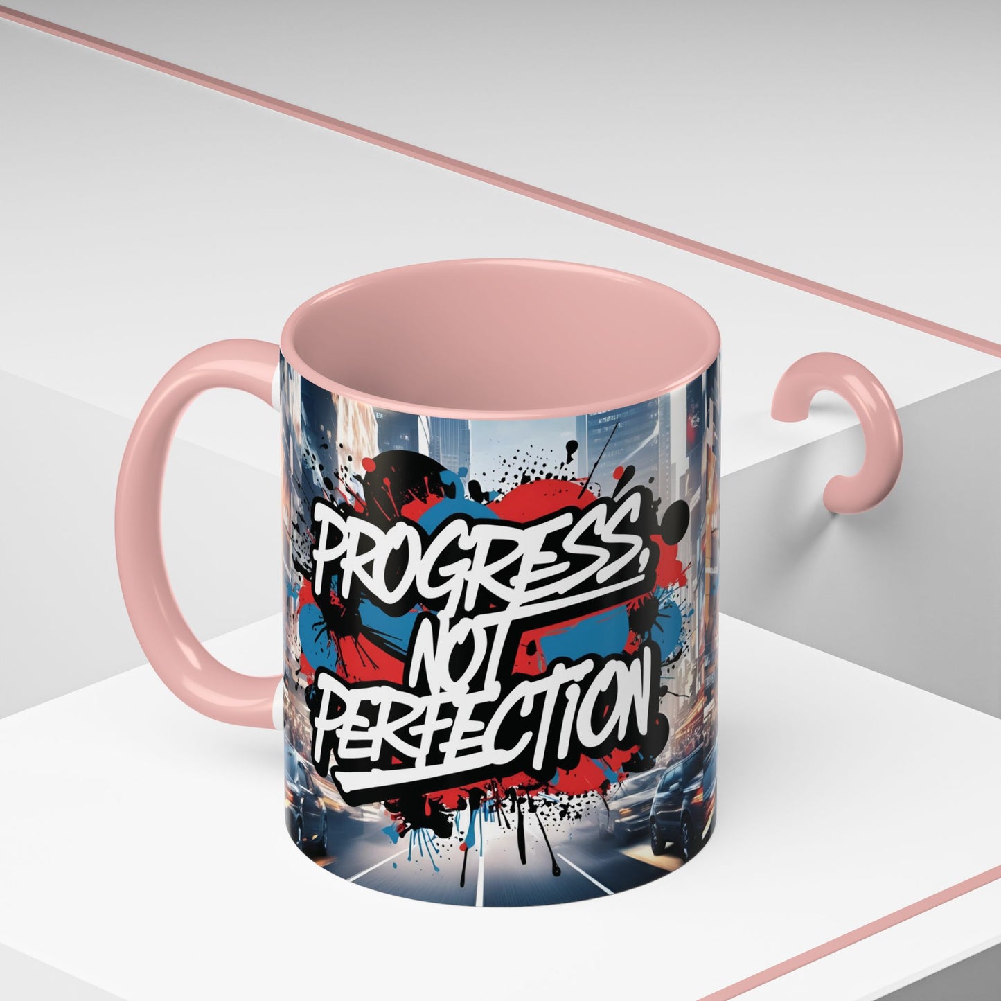 Progress Not Perfection! Graffiti Style Mug - Vibrant Design - 11oz/15oz - 8 Colors