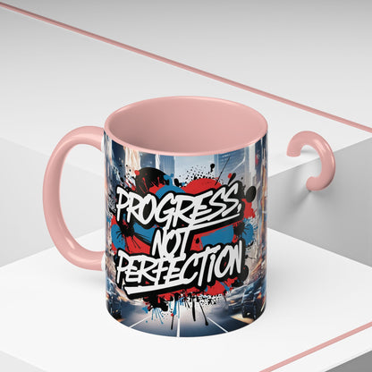 Progress Not Perfection! Graffiti Style Mug - Vibrant Design - 11oz/15oz - 8 Colors