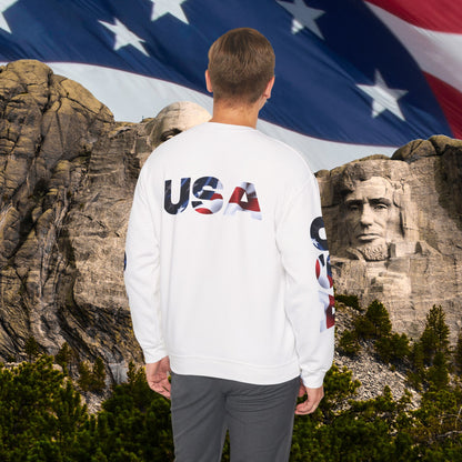Patriotic USA Red White Blue - Crewneck Sweatshirt - Unisex Pullover - S-5XL