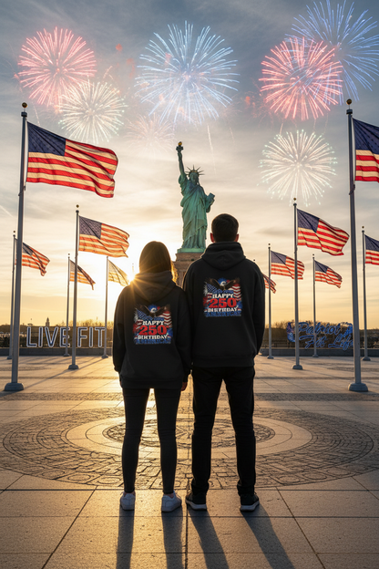 1776–2026 Happy 250th Birthday America!!! Hoodie | Patriotic Eagle & Flag Sweatshirt
