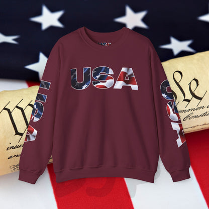 Patriotic USA Crewneck Sweatshirt - Unisex Heavy Blend - American Pride - National Pride Gift - S-5XL