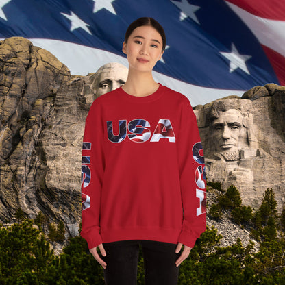 Patriotic USA Crewneck Sweatshirt - Unisex Heavy Blend - American Pride - National Pride Gift - S-5XL
