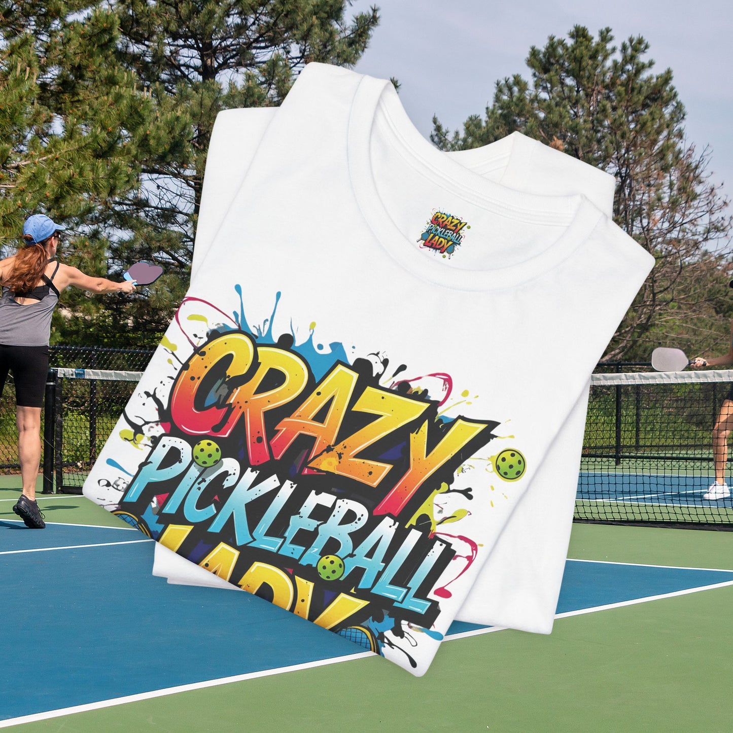 Eye-Catching  Crazy  Pickleball  Lady  T-Shirt - Fun  Graphic  Tee  for  Pickleball  Enthusiasts   Sizes  XS-5XL