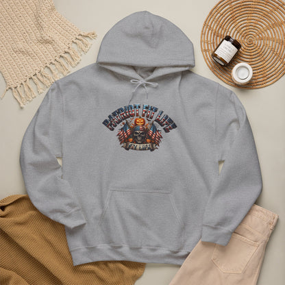 Patriot Fit Life Halloween Hoodie - Skull Crossed Flags & Pumpkins | Warrior Edition | Unisex S-5XL