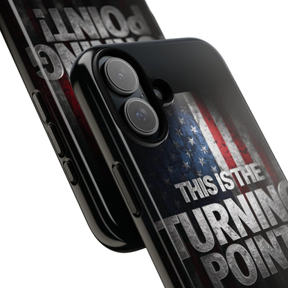 Stunning Patriotic Protective Cell Phone Case -  Charlie Kirk - This Is The Turning Point! - Red White Blue - Beautiful American Flag Backdrop Design - Perfect Gift for Everyday Use, Durable Cover, Stylish Protection