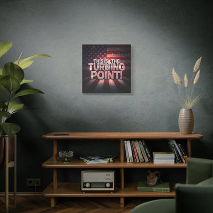 Gallery Wrapped Canvas Wall Art - Charlie Kirk Inspired - This Is The Turning Point! - Red White Blue - American Flag Backdrop Design - Multiple Sizes -