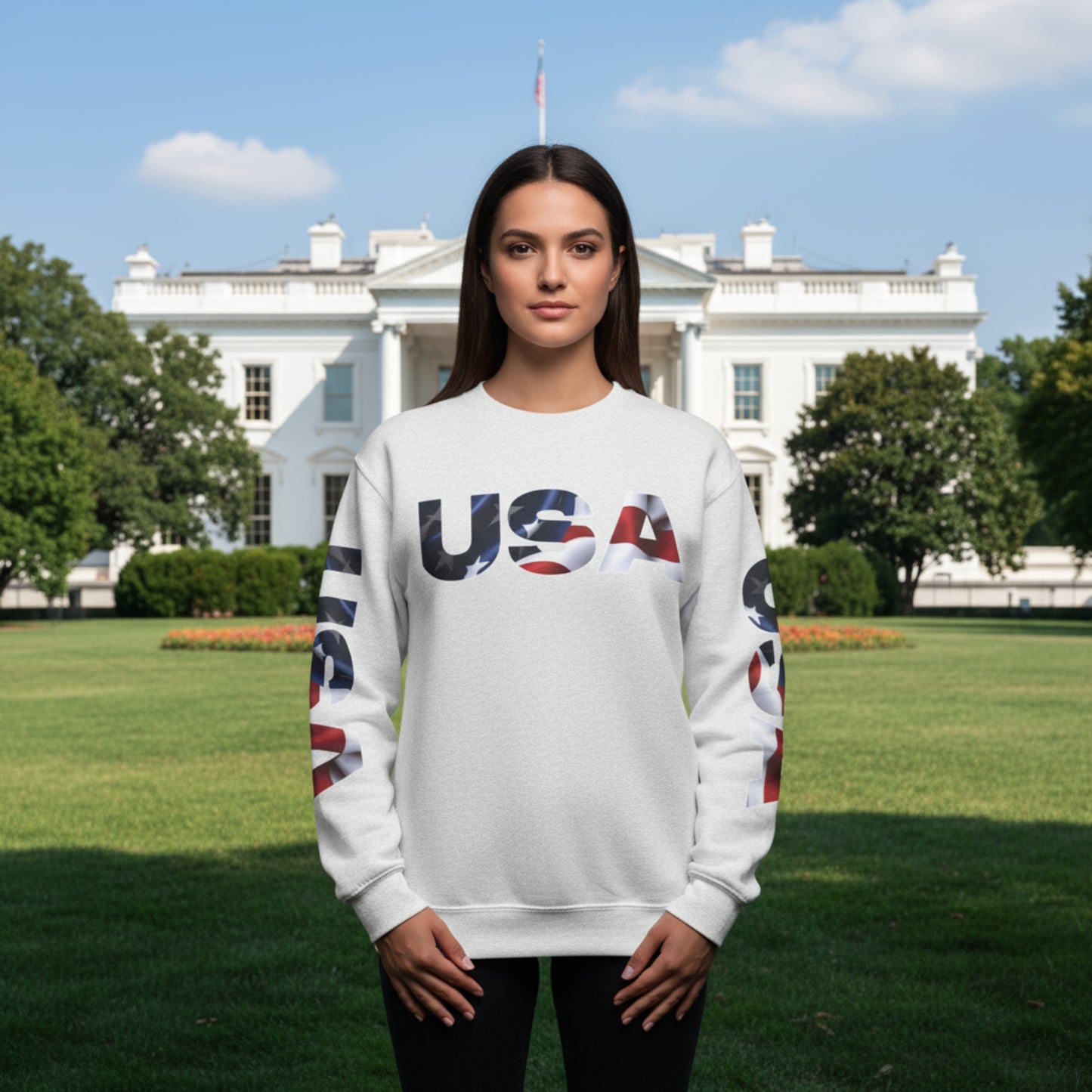 Patriotic USA Red White Blue - Crewneck Sweatshirt - Unisex Pullover - S-5XL