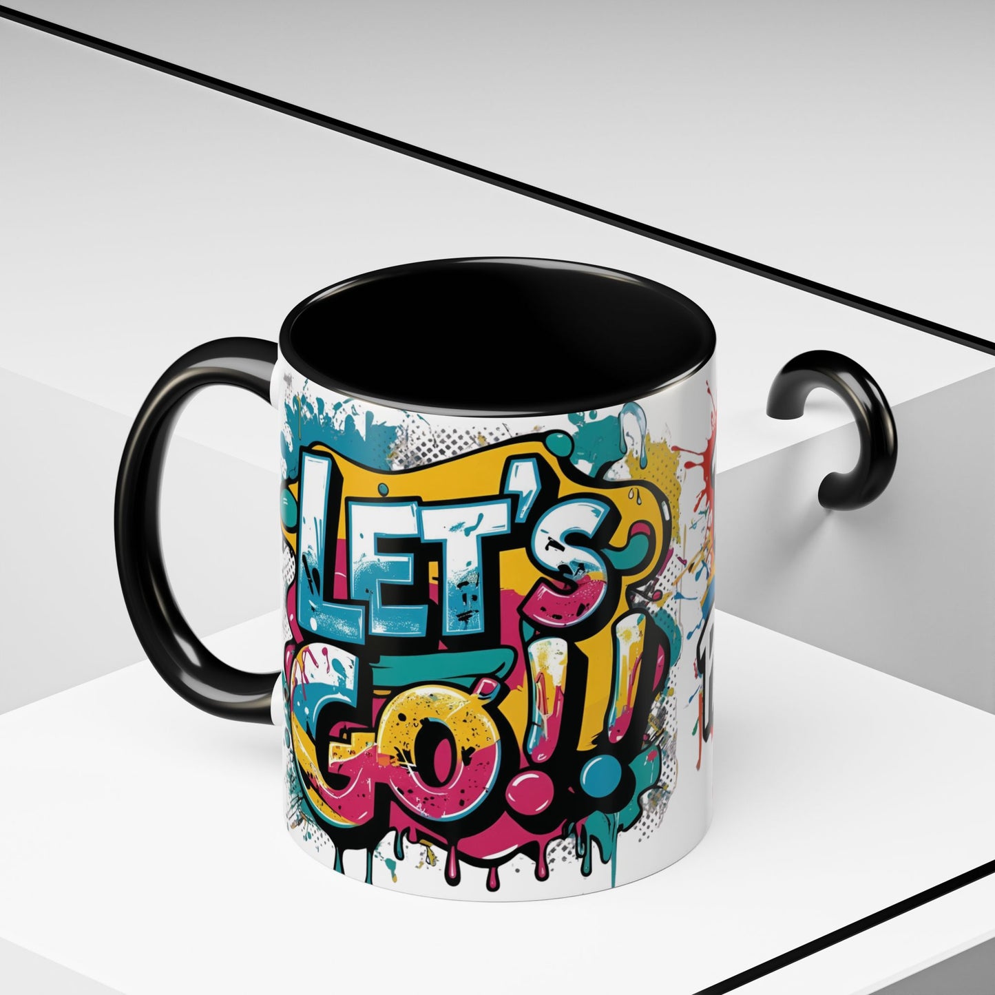 Vibrant   Ceramic  Mug    Inspirational      Let's Go!     Graffiti  Mug      Coffee Mug        Progress  Not  Perfection   Sizes   11oz  &  15oz    Birthday Gift   Graduation Gift    8  Different  Color Options