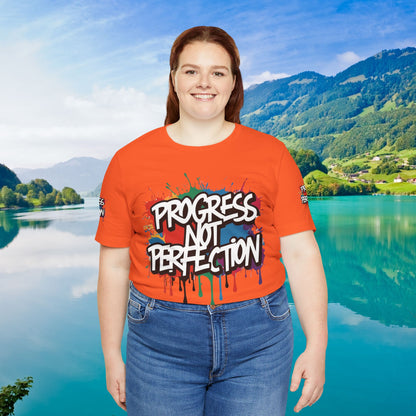 💥 Vibrant   💥   Eye-catching   💥   Motivational    💥 All  Over Print   💥 Unisex T-shirt  💥   Progress  Not  Perfection   💥  Art-Inspired   💥  Apparel  💥  Sizes  XS  x  4XL 💥