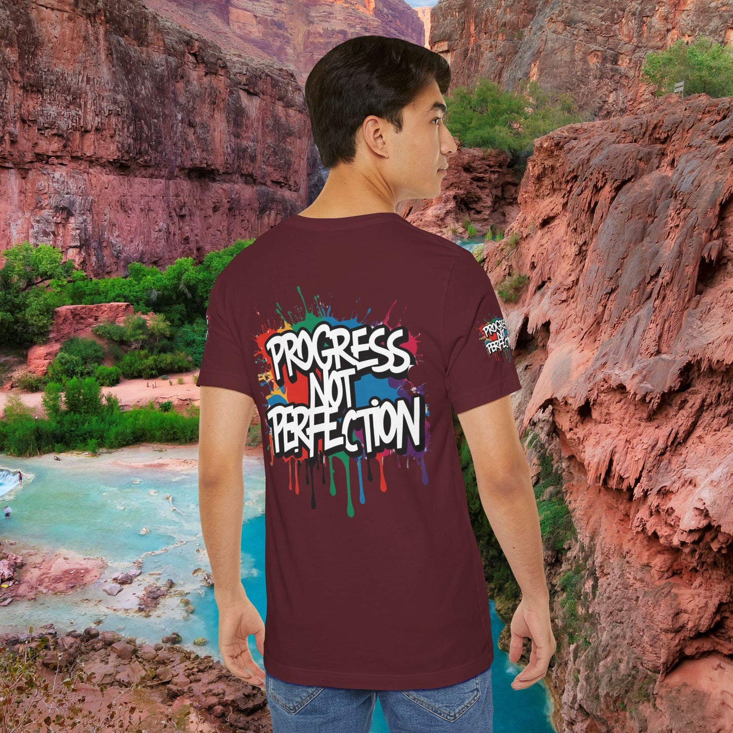 💥 Vibrant   💥   Eye-catching   💥   Motivational    💥 All  Over Print   💥 Unisex T-shirt  💥   Progress  Not  Perfection   💥  Art-Inspired   💥  Apparel  💥  Sizes  XS  x  4XL 💥