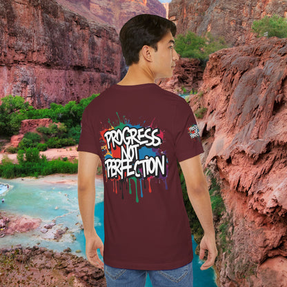 💥 Vibrant   💥   Eye-catching   💥   Motivational    💥 All  Over Print   💥 Unisex T-shirt  💥   Progress  Not  Perfection   💥  Art-Inspired   💥  Apparel  💥  Sizes  XS  x  4XL 💥